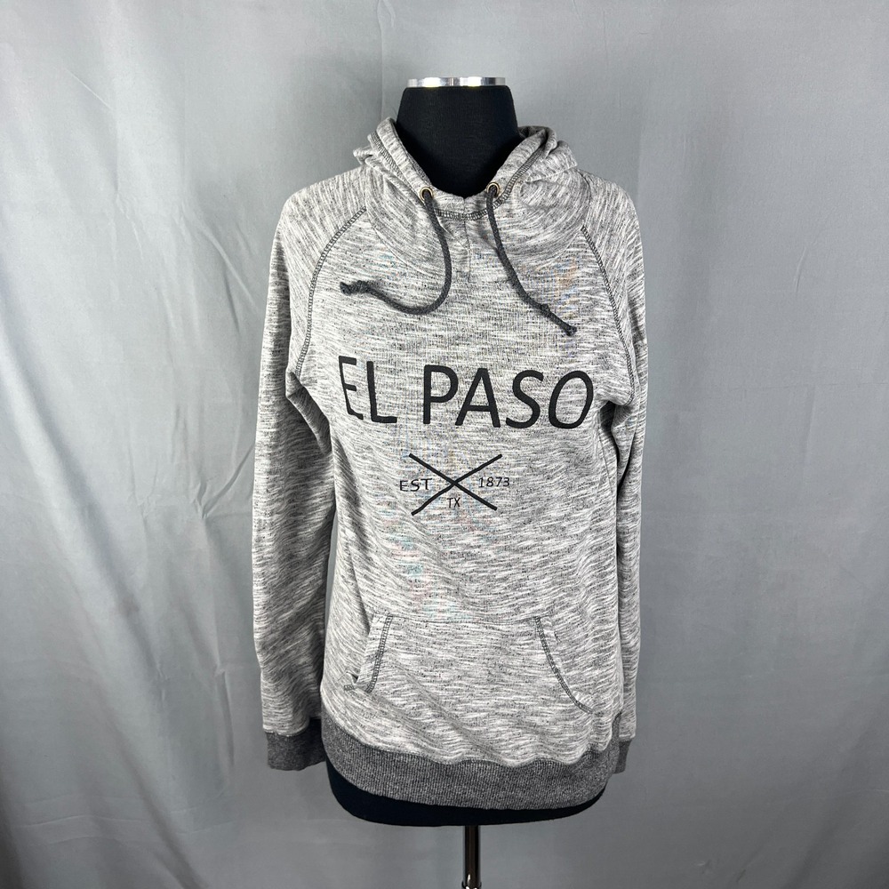 US Apparel Hoodie Womens Large Heathered Gray Cotton El Paso Kangaroo Pocket